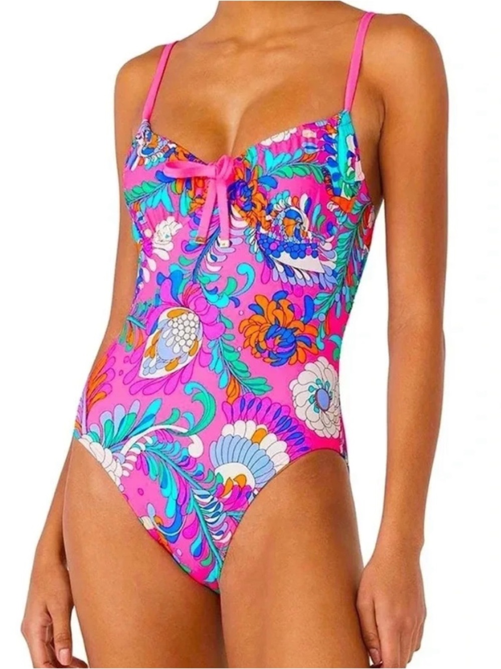 KATE SPADE NY Cinch Front Radiant Pink One-Piece Swimsuit--NWT--S